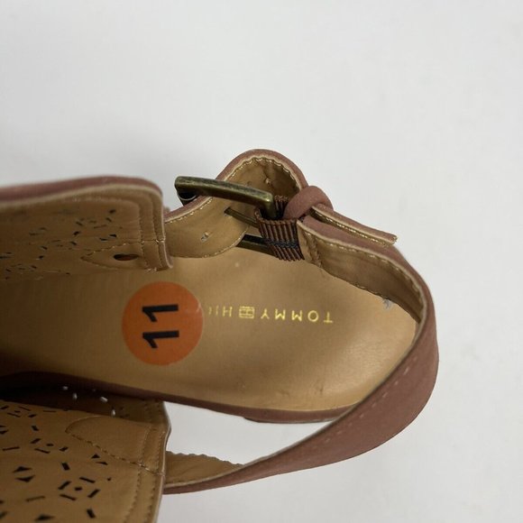 Tommy Hilfiger Womens Pink Peep Toe Bootie Sling Back Stacked Heel - Picture 2 of 7